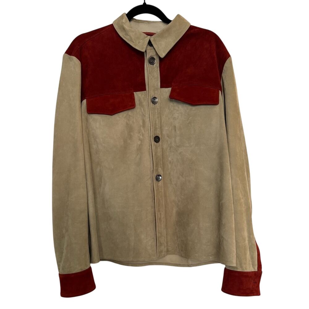 Salvatore Ferragamo Lamb Leather Red and Beige Pattern Jacket SS20